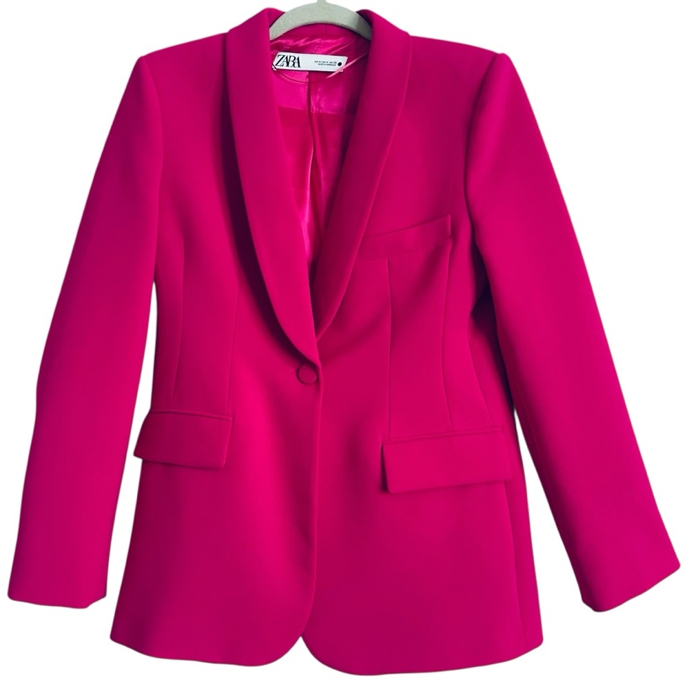 Zara Neón Fuchsia Tuxedo Style Blazer